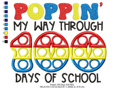 Poppin' my Way Through 100 Days of School - Applique