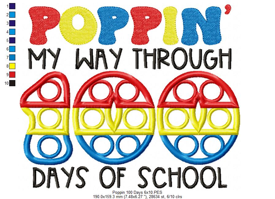 Poppin' my Way Through 100 Days of School - Applique