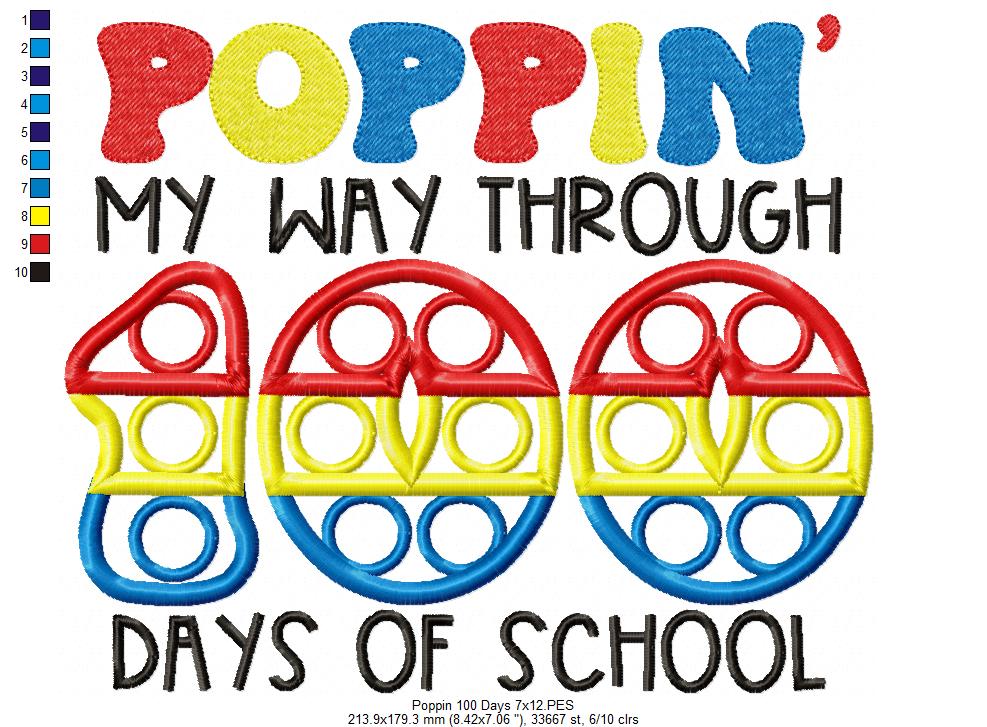 Poppin' my Way Through 100 Days of School - Applique