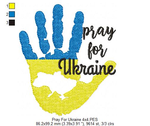 Pray for Ukraine Hand Map - Fill Stitch