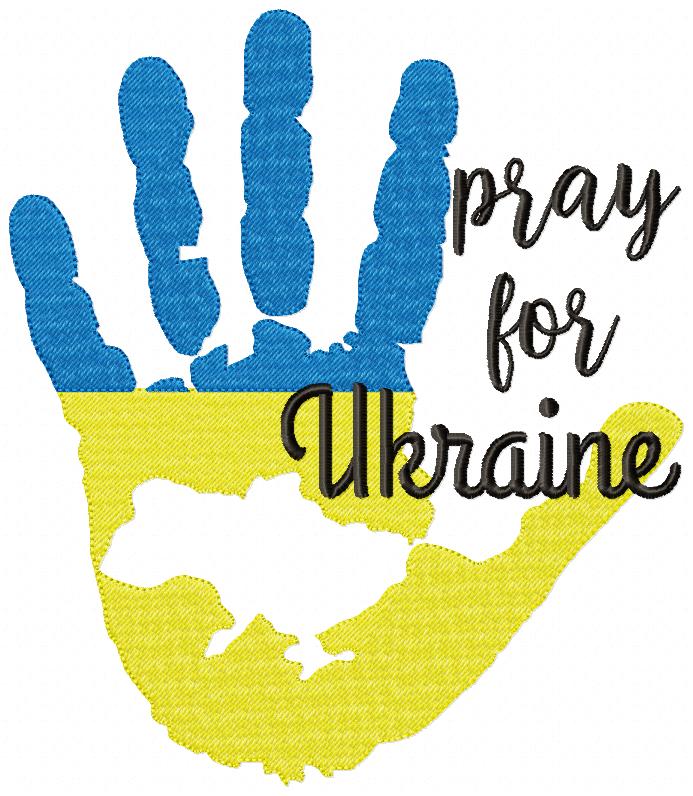 Pray for Ukraine Hand Map - Fill Stitch