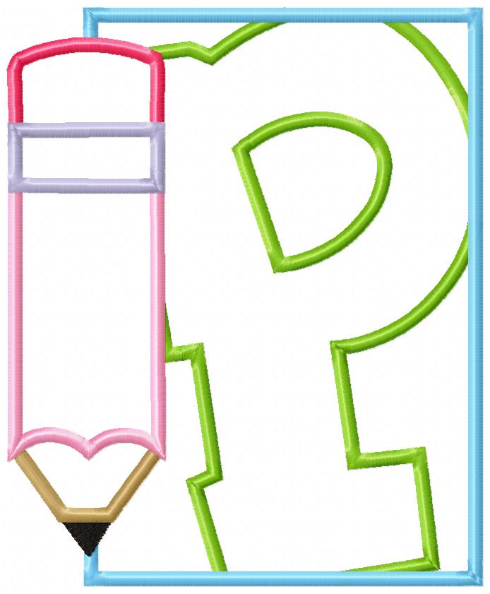 Preschool Pre-K to 6th Grade Pencil Frame Back to School - Applique