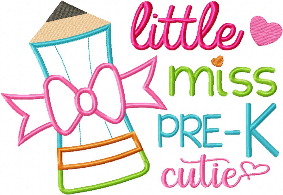 Little Miss Pre-K Cutie - Applique Embroidery