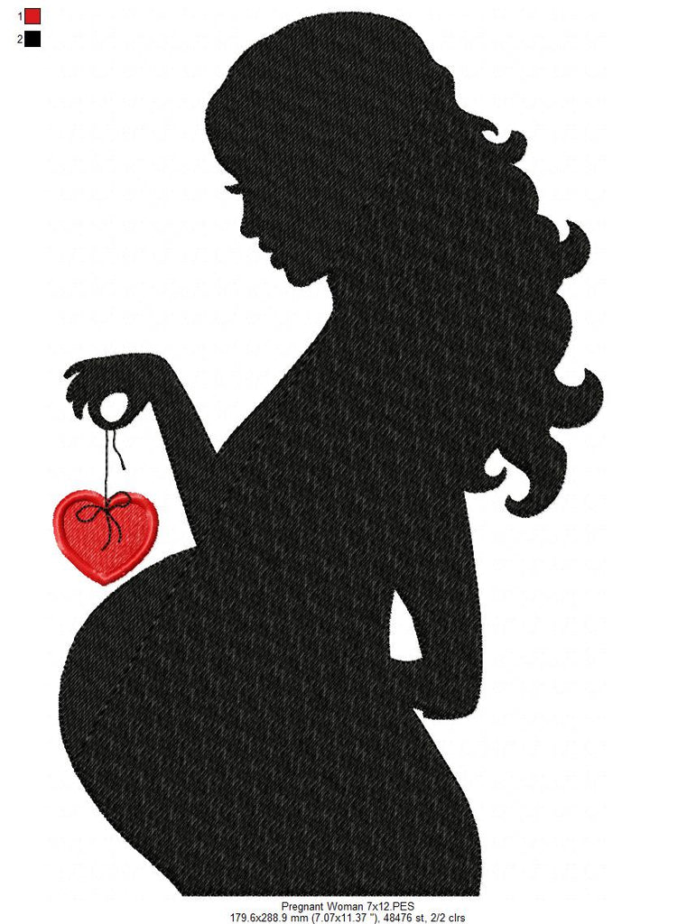 Pregnant Mom Silhouette - Fill Stitch