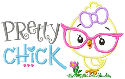 Pretty Chick with Glasses – Appliqué – Machine Embroidery Design