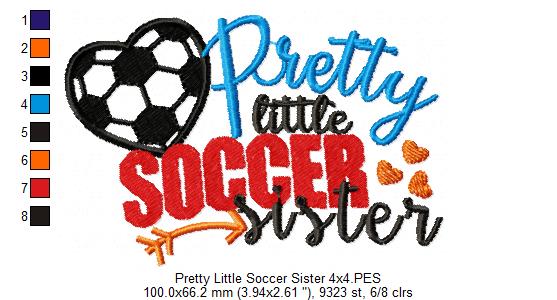 Pretty Little Soccer Sister – Appliqué – Machine Embroidery Design