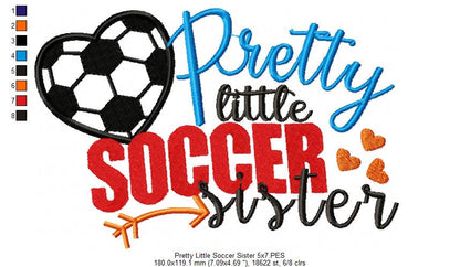 Pretty Little Soccer Sister – Appliqué – Machine Embroidery Design