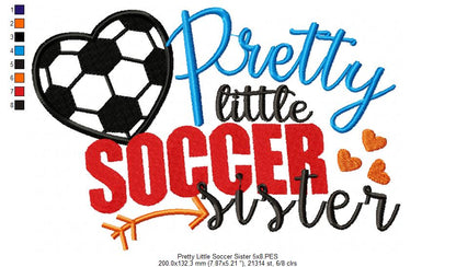 Pretty Little Soccer Sister – Appliqué – Machine Embroidery Design