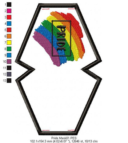 Pride Face Mask - ITH Project - Machine Embroidery Design
