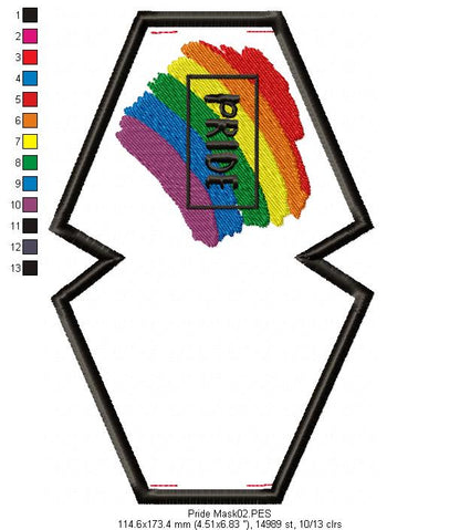 Pride Face Mask - ITH Project - Machine Embroidery Design
