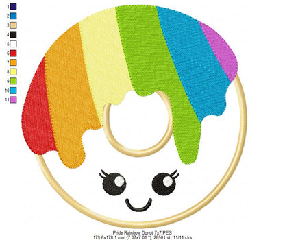 Pride Rainbow Donuts - Applique