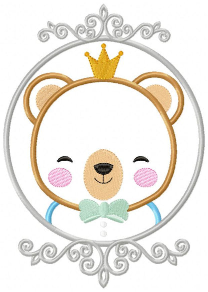 Prince Bear Frame - Applique
