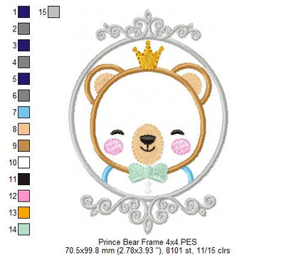Prince Bear Frame - Applique