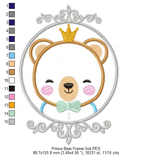 Prince Bear Frame - Applique
