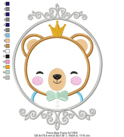Prince Bear Frame - Applique
