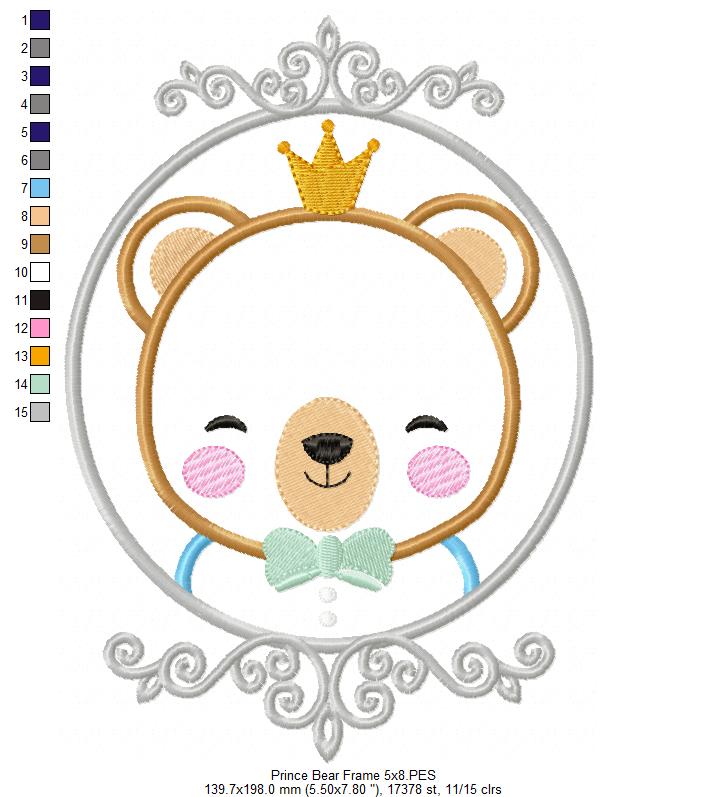 Prince Bear Frame - Applique