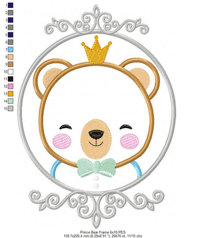 Prince Bear Frame - Applique