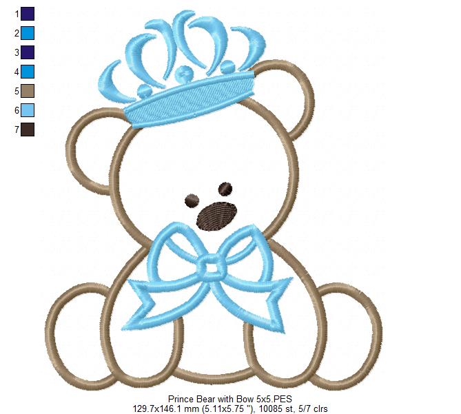 Prince Teddy Bear - Applique