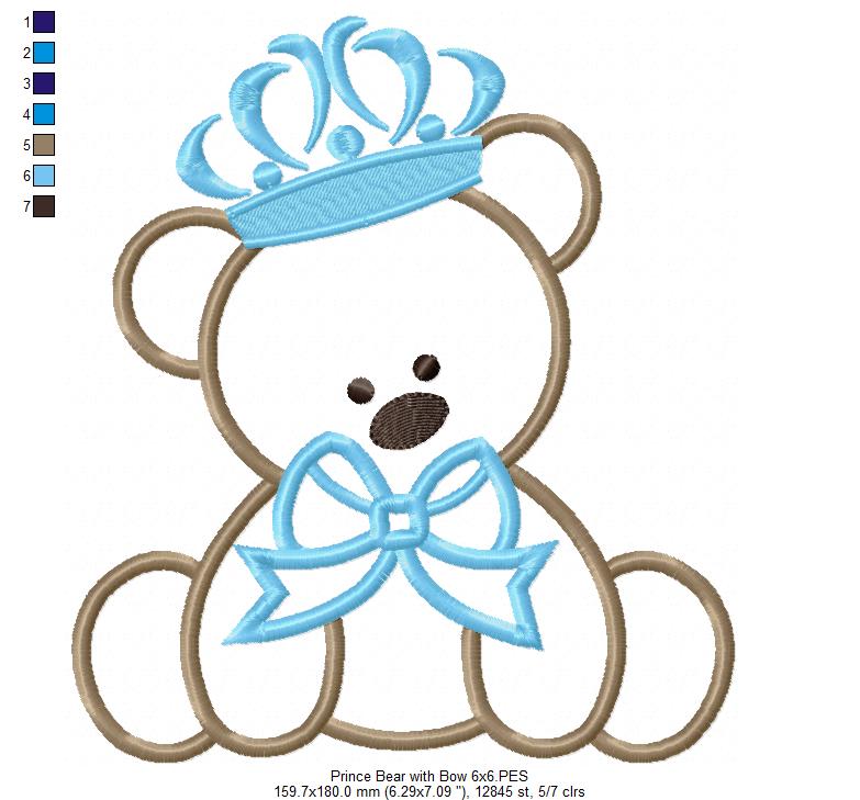 Prince Teddy Bear - Applique