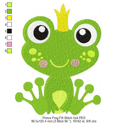 Prince Frog - Fill Stitch - Machine Embroidery Design