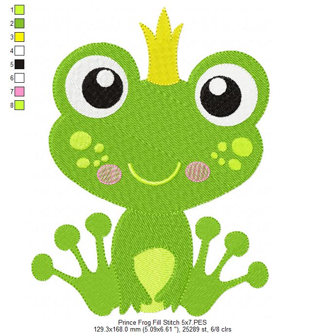Prince and Princess Frog - Fill Stitch - Set of 2 designs