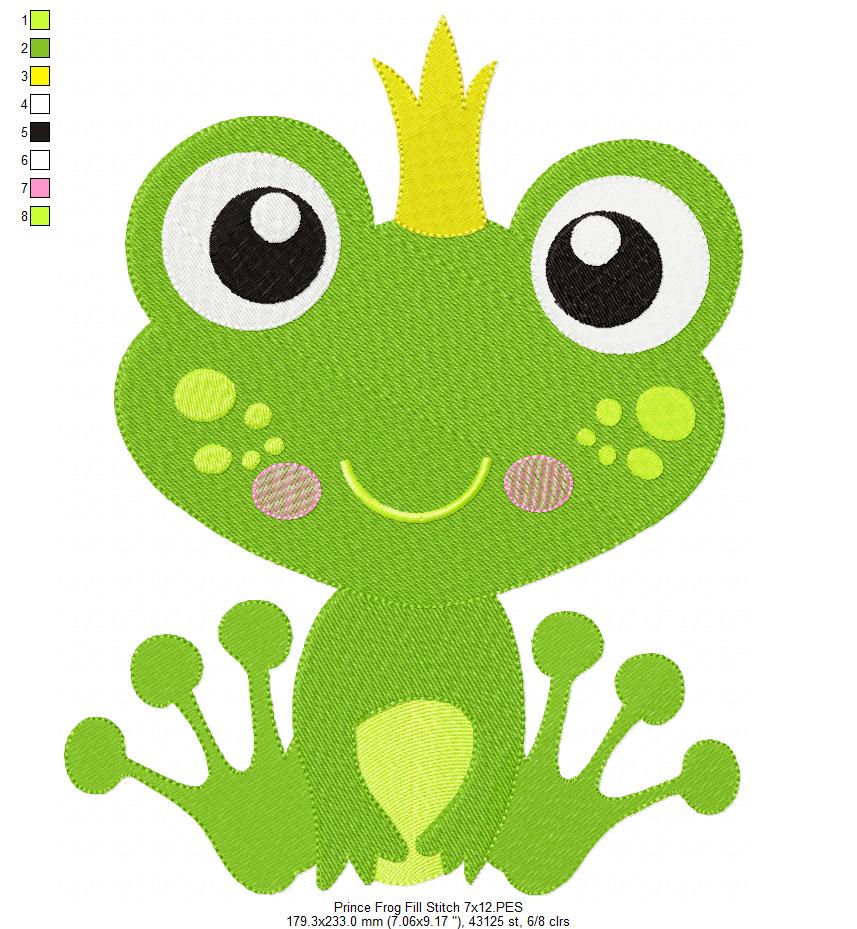 Prince Frog - Fill Stitch - Machine Embroidery Design