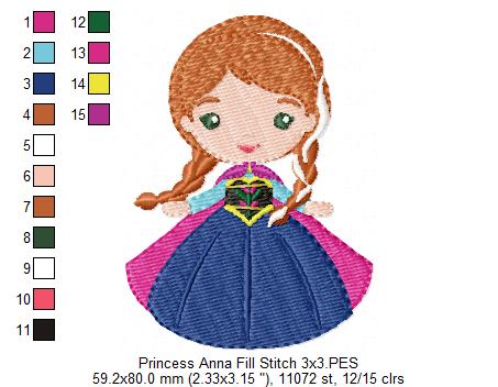 Princess Anna - Fill Stitch - Machine Embroidery Design