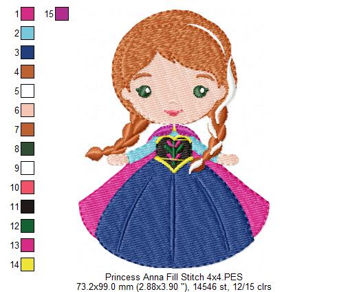 Princess Anna - Fill Stitch - Machine Embroidery Design