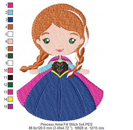 Princess Anna - Fill Stitch - Machine Embroidery Design