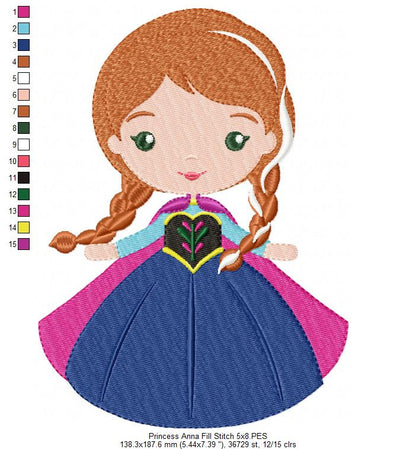 Princess Anna - Fill Stitch - Machine Embroidery Design