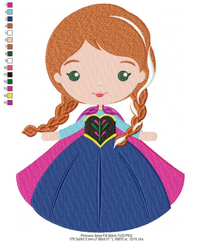 Princess Anna - Fill Stitch - Machine Embroidery Design