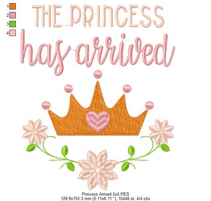 The Princess has Arrived - Fill Stitch - Machine Embroidery Design