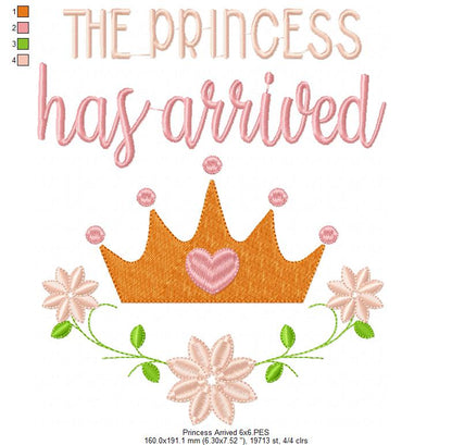 The Princess has Arrived - Fill Stitch - Machine Embroidery Design