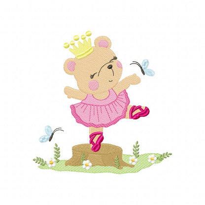 Princess Ballerina Bear - Fill Stitch - Machine Embroidery Design