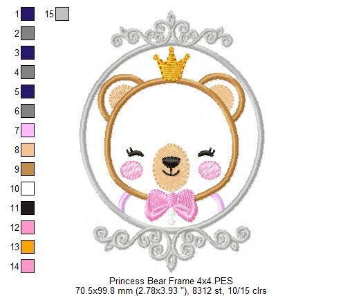 Princess Bear Frame - Applique
