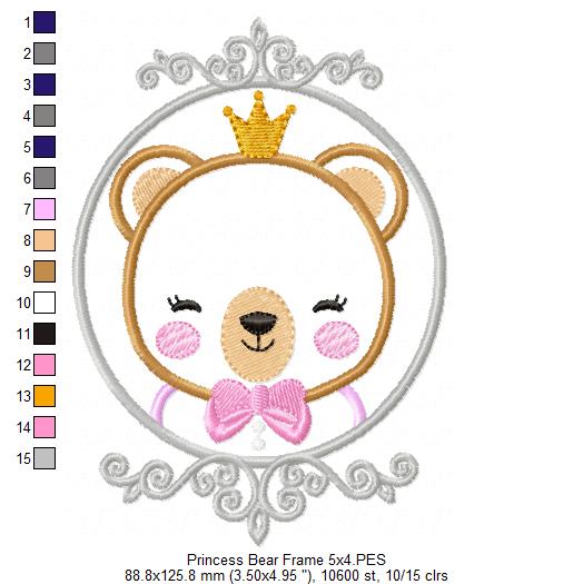 Princess Bear Frame - Applique