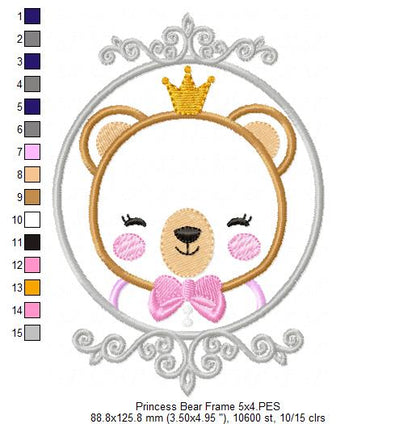 Princess Bear Frame - Applique