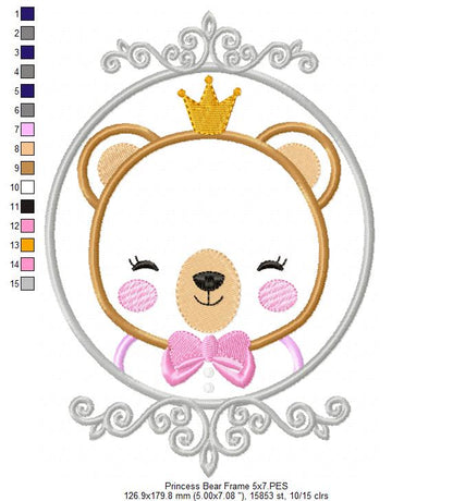 Princess Bear Frame - Applique