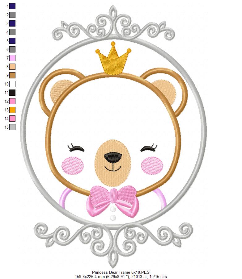 Princess Bear Frame - Applique
