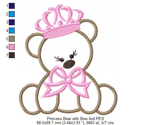 Princess Teddy Bear - Applique