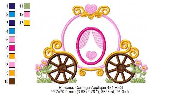 Princess Carriage - Applique Machine Embroidery Design