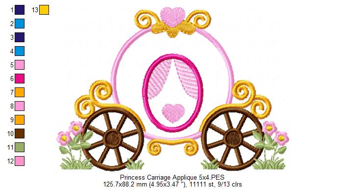 Princess Carriage - Applique Machine Embroidery Design