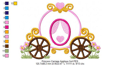 Princess Carriage - Applique Machine Embroidery Design