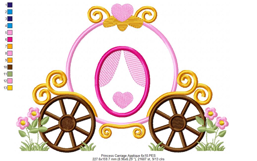 Princess Carriage - Applique Machine Embroidery Design