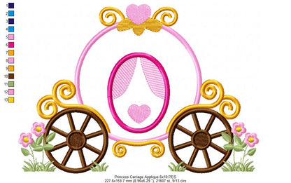Princess Carriage - Applique Machine Embroidery Design