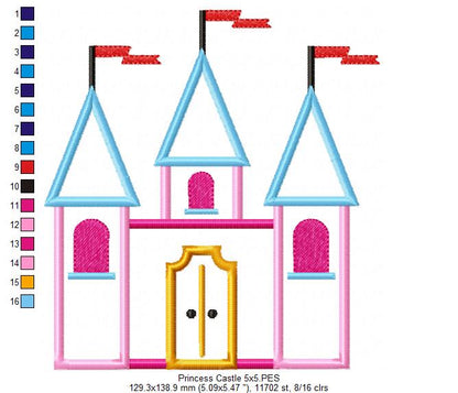 Princess Castle - Applique - Machine Embroidery Design
