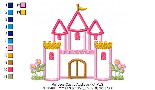 Princess Castle - Applique Machine Embroidery Design