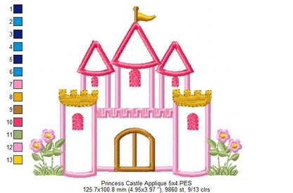 Princess Castle - Applique Machine Embroidery Design