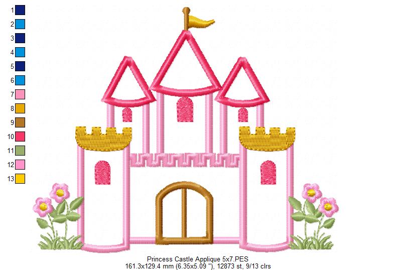 Princess Castle - Applique Machine Embroidery Design