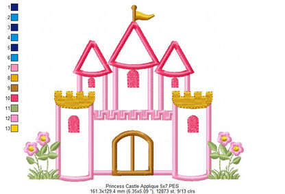Princess Castle - Applique Machine Embroidery Design